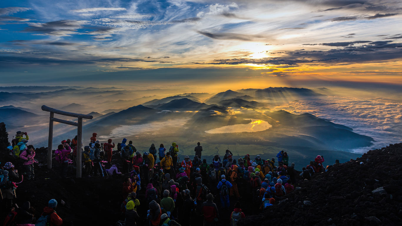 写真「天界からの光」Joshua 額装 富士山 自然 風景 富士山の冬景